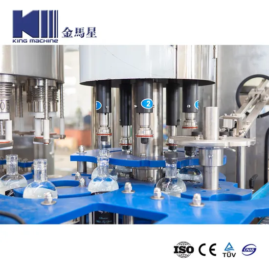 Tabletop Automatic Vacuum Liquid 4 Heads Whisky Spirit Botella de vino Gravity Siphon Overflow Completing Machine