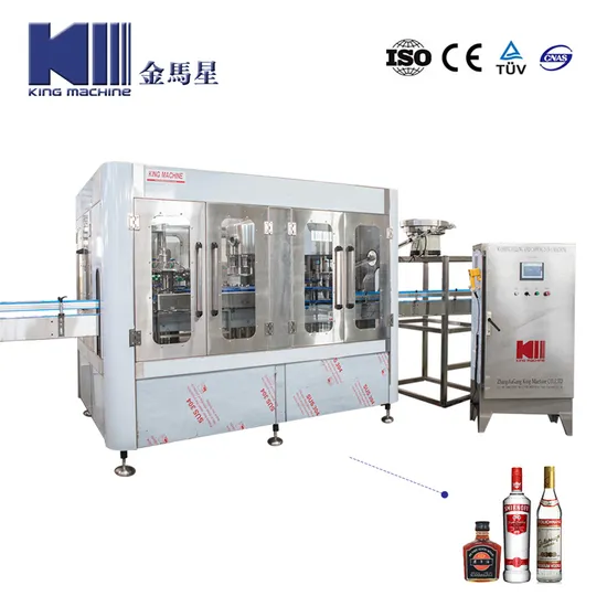 Tabletop Automatic Vacuum Liquid 4 Heads Whisky Spirit Botella de vino Gravity Siphon Overflow Completing Machine