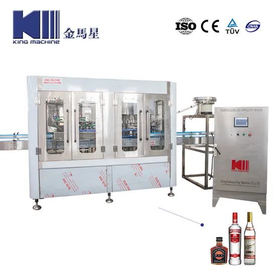 Tabletop Automatic Vacuum Liquid 4 Heads Whisky Spirit Botella de vino Gravity Siphon Overflow Completing Machine